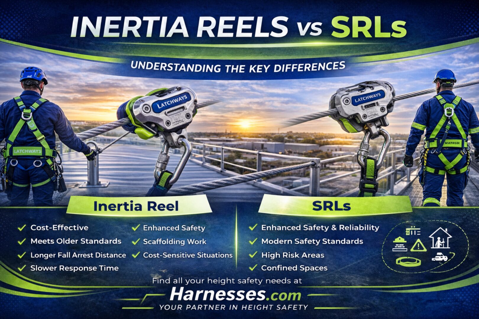 Inertia reels vs SRLs safety equipment comparison