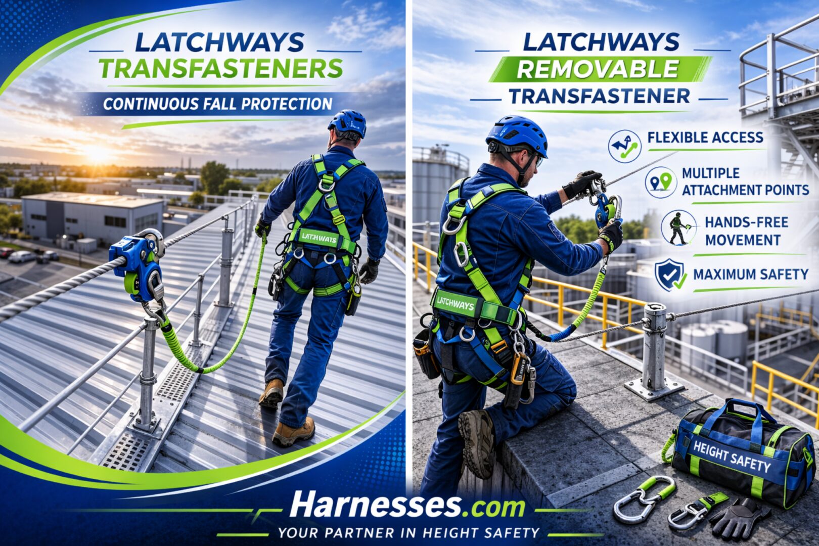 Latchways removable transfastener safety system for rooftop fall protection
