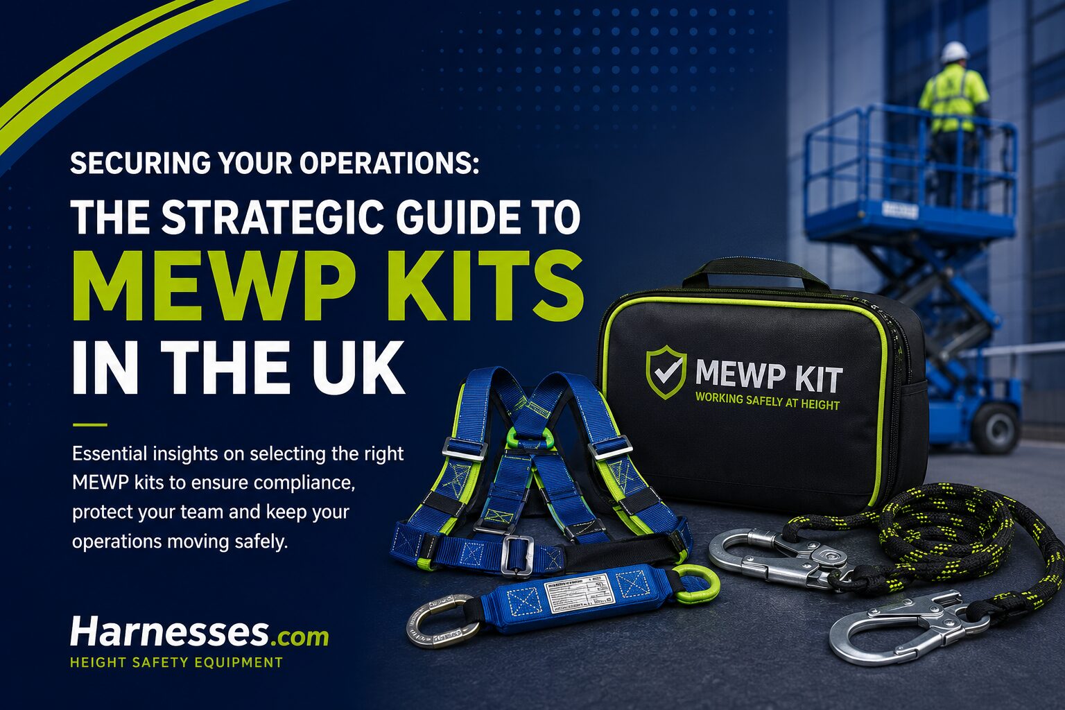 MEWP safety kit with harness and lanyards UK